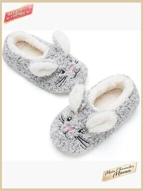Fuzzy Bunny Slippers Soft Sole Non Slip Indoor Cozy Warm House Slippers